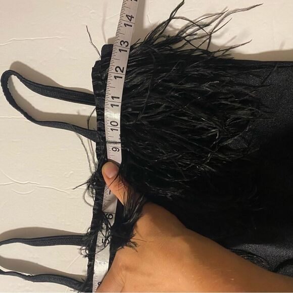 Kelle dance black feather costume 2 piece wide leg pants top 2900 3806 MA adult - Picture 10 of 10